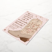 Blush Nash Bash Cowgirl Boot Bachelorette Party Folie Uitnodiging (Gedraaid)