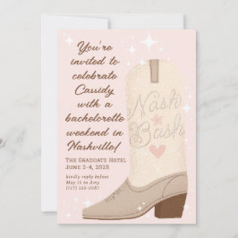 Blush Nash Bash Cowgirl Boot Bachelorette Party Kaart