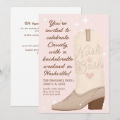 Blush Nash Bash Cowgirl Boot Bachelorette Party Kaart (Voorkant / Achterkant)