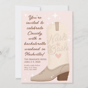 Blush Nash Bash Cowgirl Boot Bachelorette Party Kaart