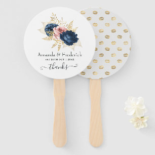 Blush, Navy and Gold Floral Wedding Handwaaier