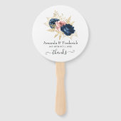 Blush, Navy and Gold Floral Wedding Handwaaier (Voorkant)