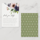 Blush Navy Anemone Floral Books for Baby shower Informatiekaartje (Voorkant / Achterkant)