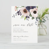 Blush Navy Anemone Floral Save the Date Kaart (Staand voorkant)