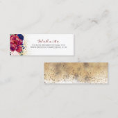 Blush Navy Blauw en Bourgondië Rode Bloemen Bruilo Mini Visitekaartje (Voorkant / Achterkant)