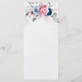 Blush Navy Blauw Zachte Pastel Roze Bloemen Huweli Menu (Achterkant)