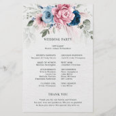 Blush Navy Blauw Zachte Pastel Roze Trouwprogramma (Achterkant)