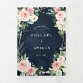 Blush Navy Blauwe Floral Geometric Botanical Drieluik Programma (Cover)