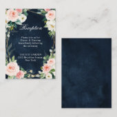 Blush Navy Blauwe Floral Geometric Botanical Informatiekaartje (Voorkant / Achterkant)