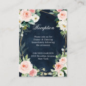 Blush Navy Blauwe Floral Geometric Botanical Informatiekaartje (Voorkant)