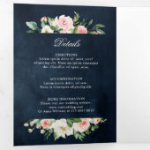 Blush Navy Blauwe Floral Geometric Botanical T Drieluik Programma (Binnenzijde eerst)