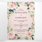 Blush Navy Blauwe Floral Geometric Botanical T Drieluik Programma (Binnenkant midden)