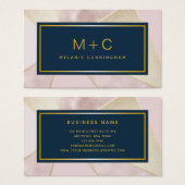 Blush Navy Blauwe Kleurblok Monogram Zakkaartje Visitekaartje (Voorkant /achterkant)
