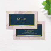 Blush Navy Blauwe Kleurblok Monogram Zakkaartje Visitekaartje (Bureau)