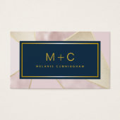 Blush Navy Blauwe Kleurblok Monogram Zakkaartje Visitekaartje (Voorkant)