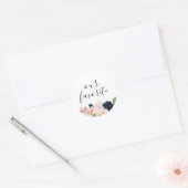 Blush & Navy Bloemen Onze favoriete favoriet Ronde Sticker (Envelop)