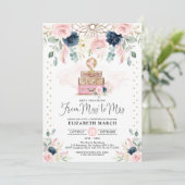 Blush Navy Bloemen Reizen Avontuur Vrijgezellenfee Kaart (Staand voorkant)