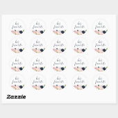 Blush & Navy Bloemen Zijn favoriete gunst Ronde Sticker (Vel)
