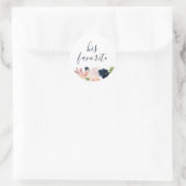 Blush & Navy Bloemen Zijn favoriete gunst Ronde Sticker (Tas)