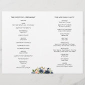 Blush Navy Blossom Floral Folded Wedding Program (Achterkant)