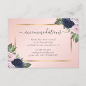 Blush Navy Blue Bruiloft Hotel Accommodatie Informatiekaartje (Voorkant)
