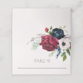 Blush, Navy Blue en Bourgogne Wedding Escort Plaatskaartje (Buitenkant ongevouwen)