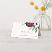Blush, Navy Blue en Bourgogne Wedding Escort Plaatskaartje (Voorkant)