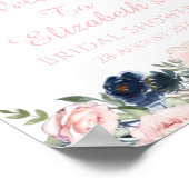 Blush Navy Blue Floral Vrijgezellenfeest Welcome S Poster (Hoek)