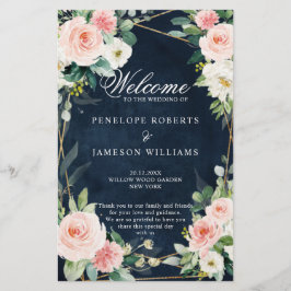 Blush Navy Blue Geometric Botanical Program