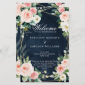 Blush Navy Blue Geometric Botanical Program (Voorkant / Achterkant)