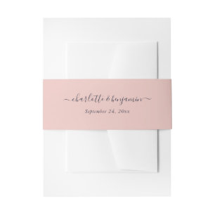 Blush Navy Blue Modern Script Weddenschap Uitnodigingen Wikkel