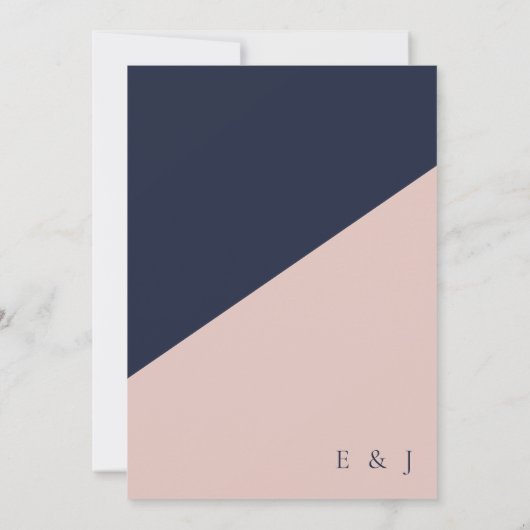 Blush Navy Blue Moderne bruiloft uitnodiging (Achterkant)