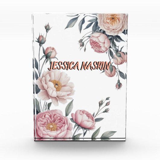 Blush Navy Blue Soft Pastel Pink Floral Fotoblokken (Voorkant)