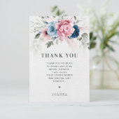 Blush Navy Blue Soft Pastel Roze Vrijgezellenfeest Bedankkaart (Staand voorkant)