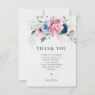 Blush Navy Blue Soft Pastel Roze Vrijgezellenfeest Bedankkaart