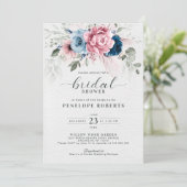 Blush Navy Blue Soft Pastel Roze Vrijgezellenfeest Kaart (Staand voorkant)