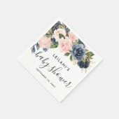 Blush Navy Cascade Waterverf Baby shower Servet (Hoek)