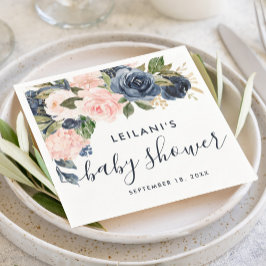 Blush Navy Cascade Waterverf Baby shower Servet