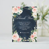 Blush Navy Dusty Blue Botanical Vrijgezellenfeest Bedankkaart (Staand voorkant)