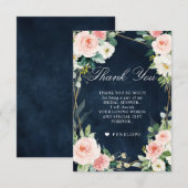 Blush Navy Dusty Blue Botanical Vrijgezellenfeest Bedankkaart (Voorkant / Achterkant)