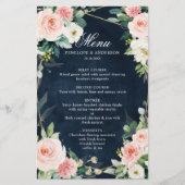 Blush Navy Dusty Blue Botanical Wedding Menu (Voorkant)