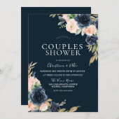 Blush & Navy Elegante Moderne Koppels Shower Kaart (Voorkant / Achterkant)