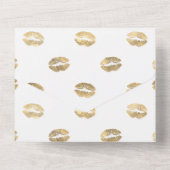 Blush, Navy en Gouden Bloemige Bruiloft All In One Uitnodiging (Achterkant)