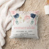 Blush Navy Floral Boho Dreamweaver Birth Stats Kussen (Deken)