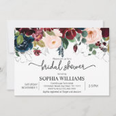 Blush & Navy Floral Bridal Shower Kaart (Voorkant)
