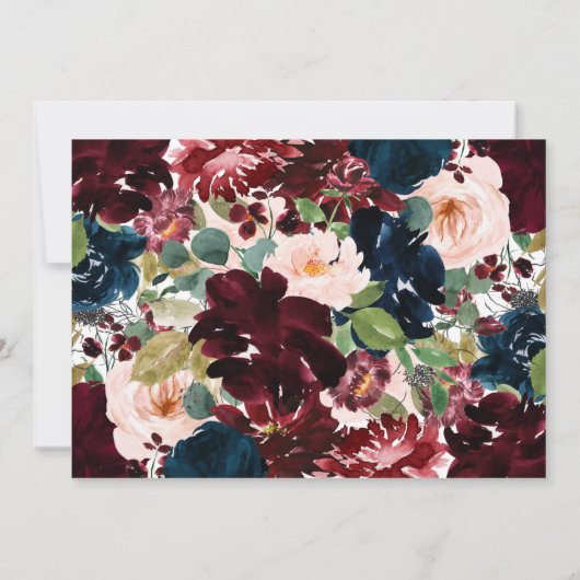 Blush & Navy Floral Bridal Shower Kaart (Achterkant)