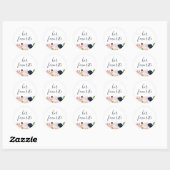 Blush & Navy Floral Haar favoriete gunst Ronde Sticker (Vel)