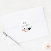 Blush & Navy Floral Haar favoriete gunst Ronde Sticker (Envelop)