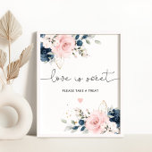 Blush navy floral Love is lief Poster
