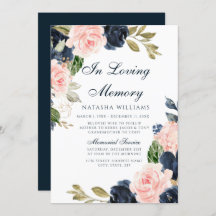 Blush & Navy Floral Memorial Notice Service
